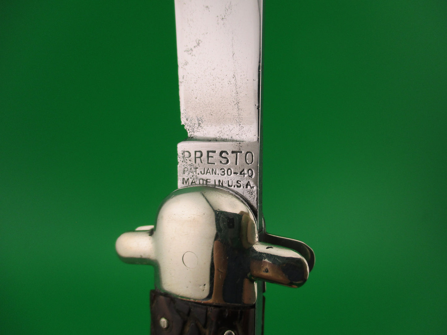 PRESTO DERBY Hunter wormgroove brain 1940s Vintage automatic knife