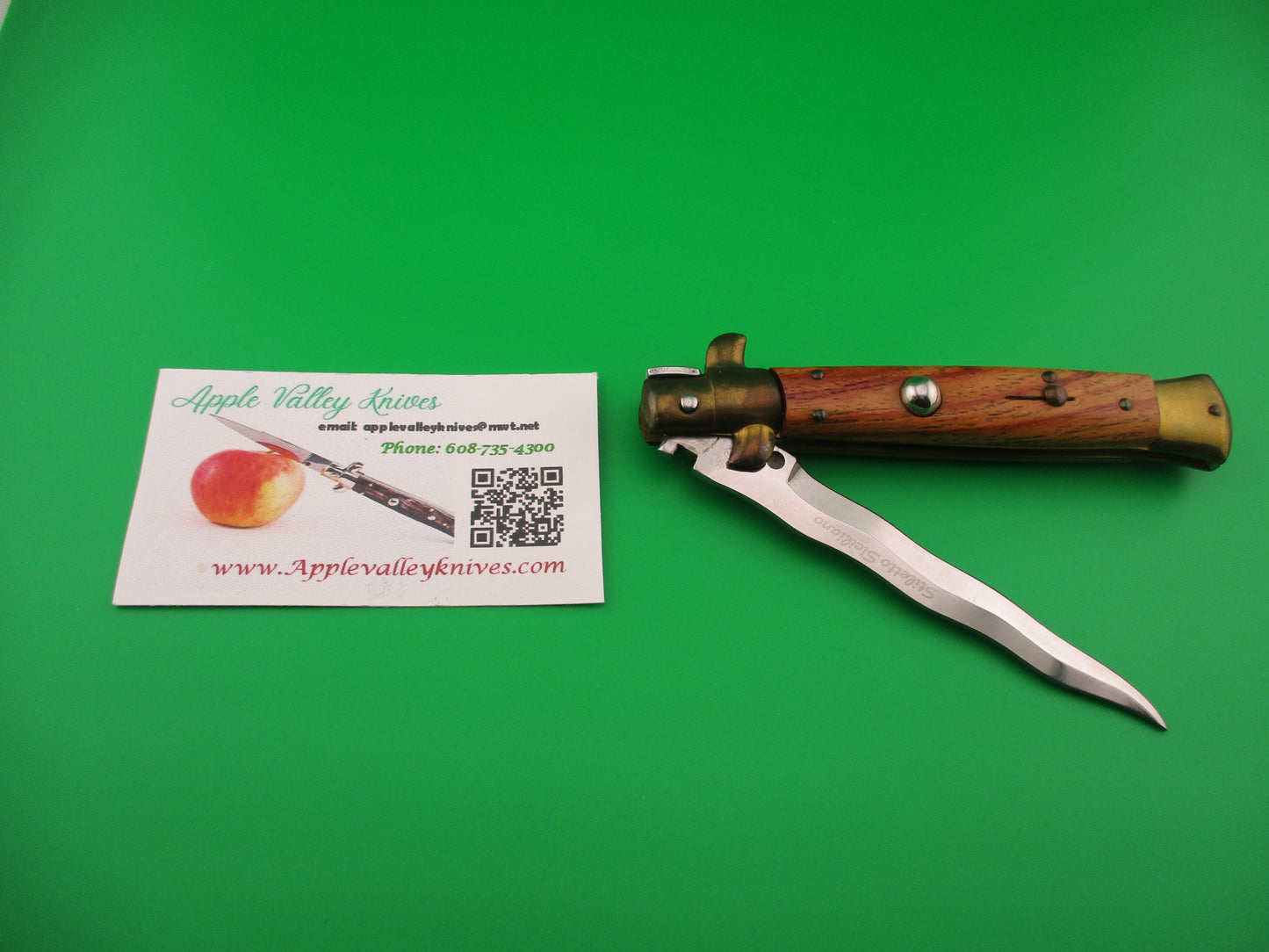 z B Rostfrei 23cm Italian Stiletto Kris Olive Wood Brass vintage automatic knife