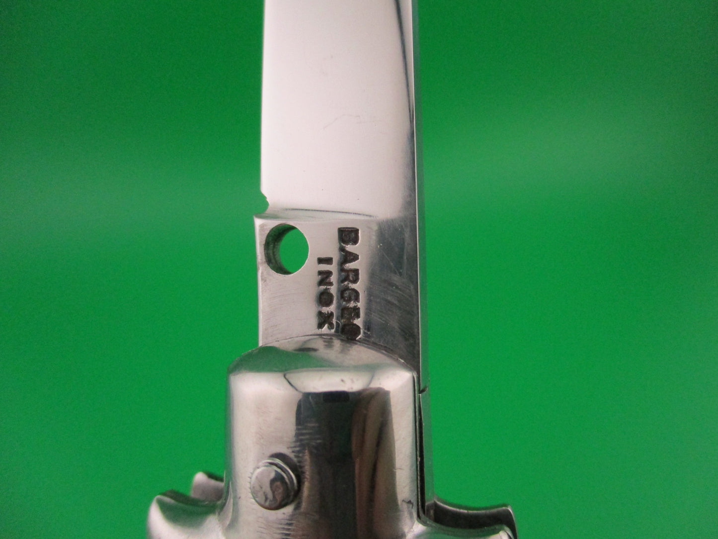 z BARGEON INOX 19cm French All metal round button red dot vintage automatic knife