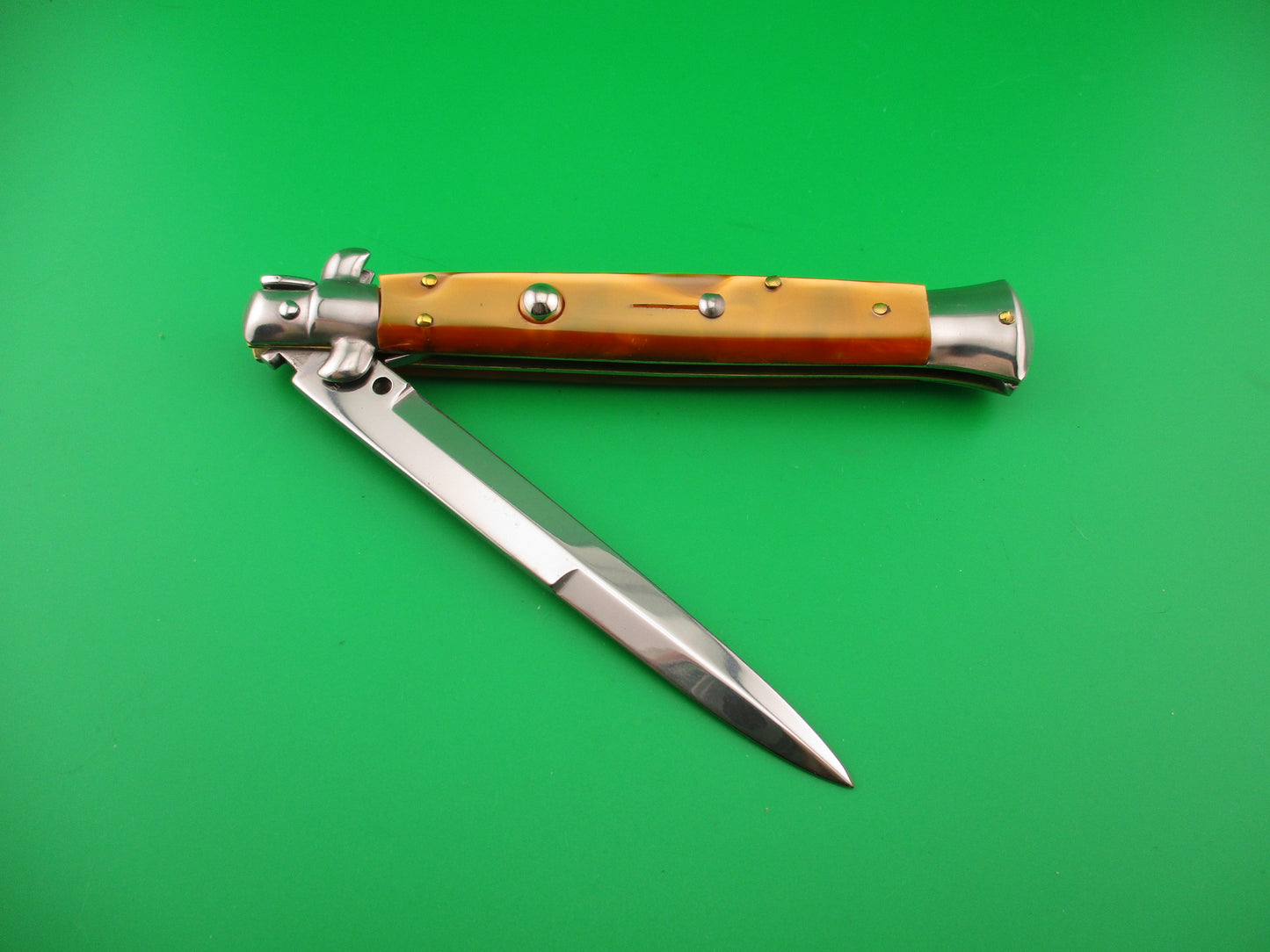 STILETTO ITALY 28cm Italian Swivel bolster Orange Pearlex automatic knife