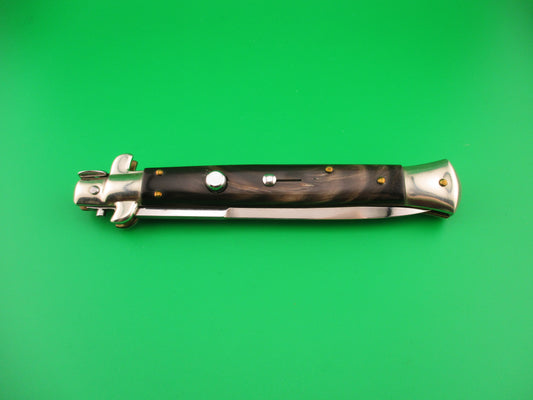 Walt's Flat Guard 28cm Italian Picklock Bayonet blade Black & brown horn automatic knife