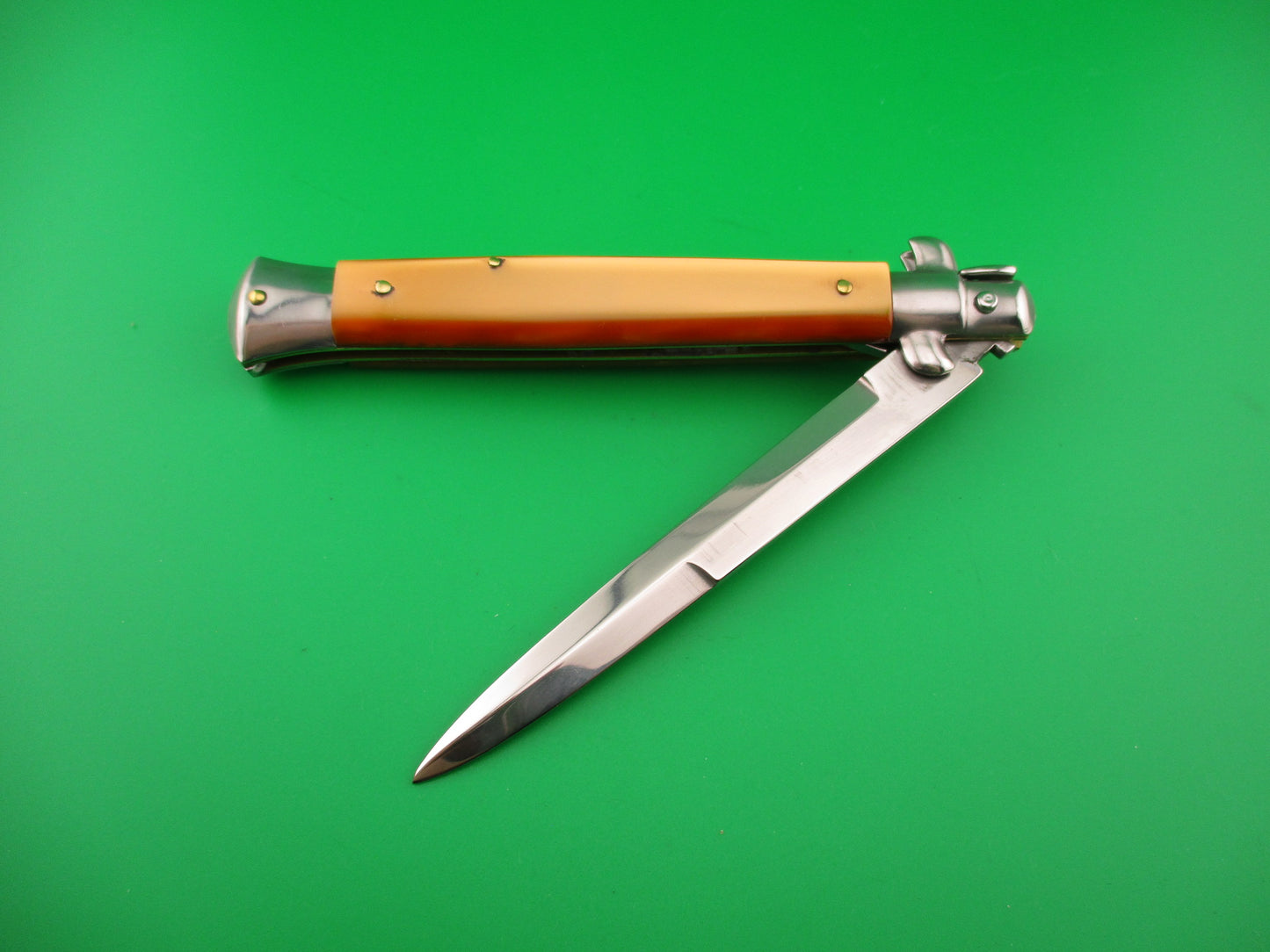 STILETTO ITALY 28cm Italian Swivel bolster Orange Pearlex automatic knife