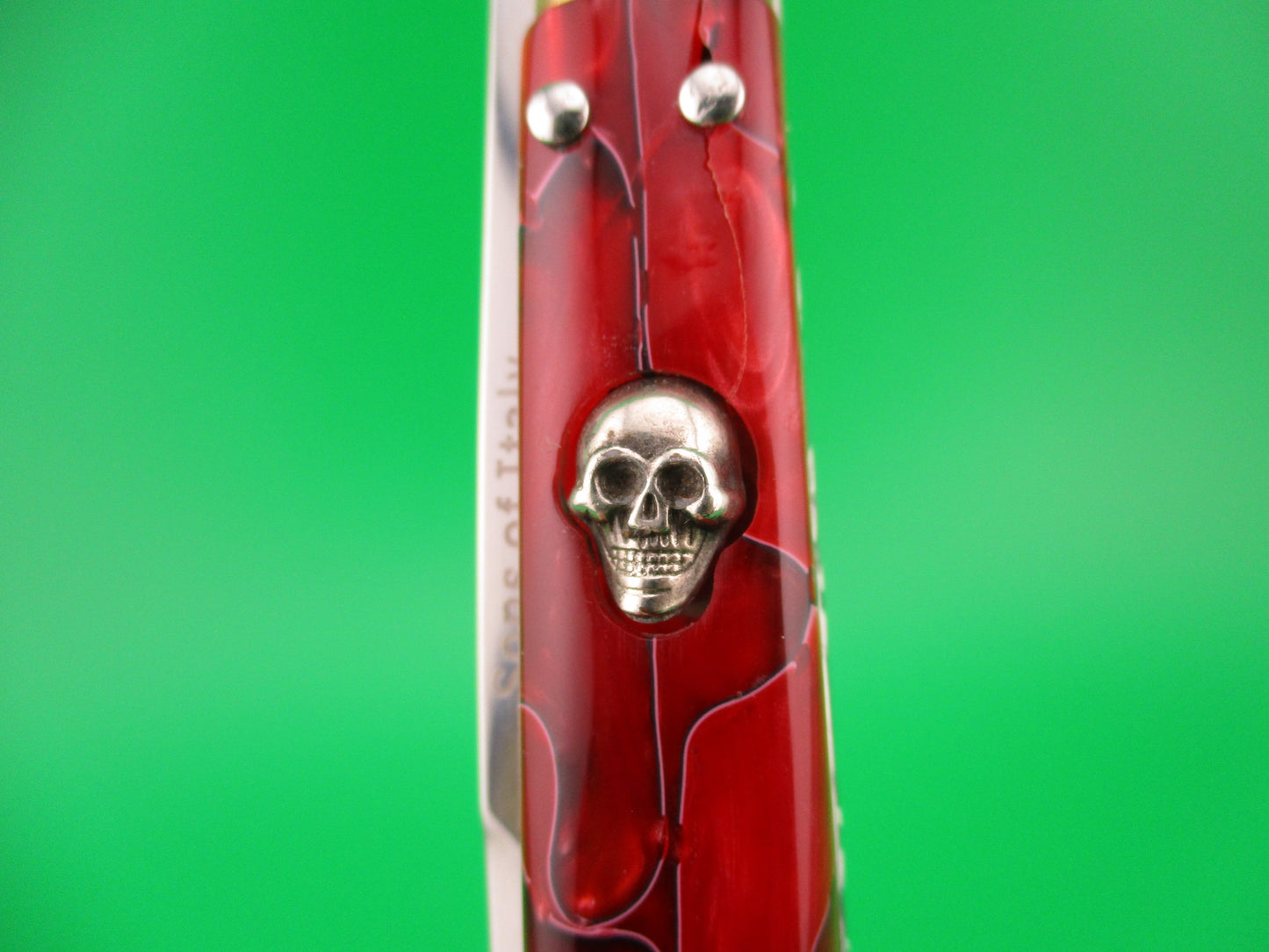 z Sons of Italy Omerta 22cm Italian Customized Picklock Skull button Red Kirinite switchblade