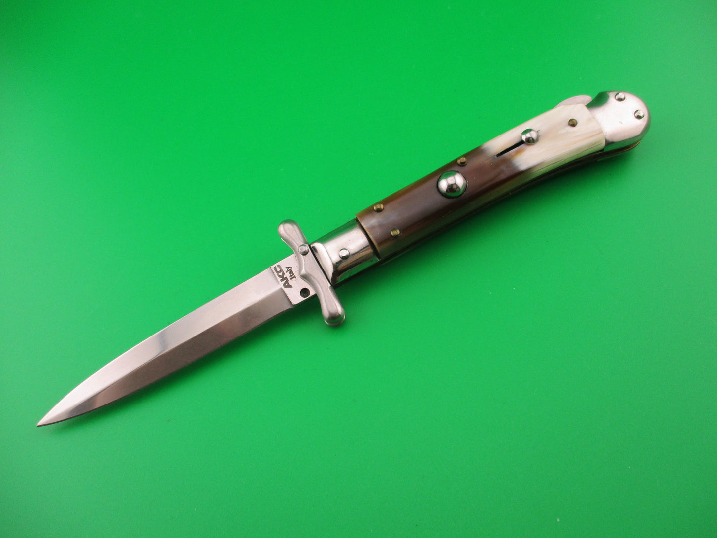 AKC ITALY 19cm Italian Medici Horn Swing guard dagger automatic knife
