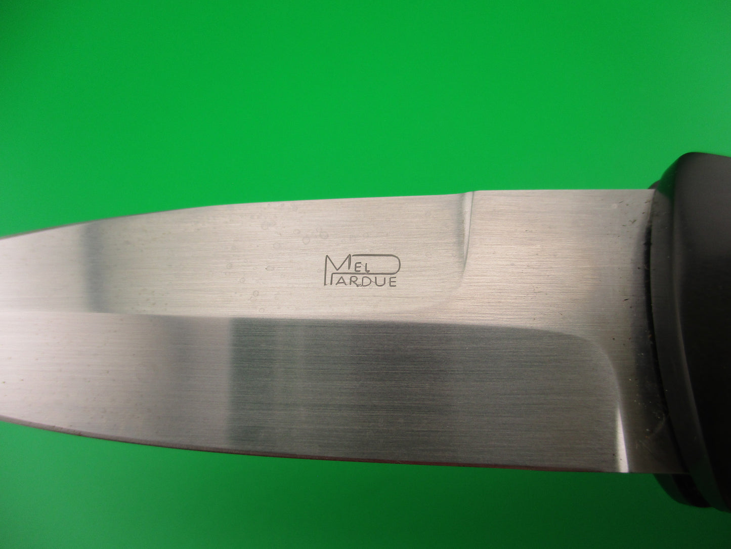 MEL PARDUE 7.25" Black Micarta red triangles Coil Spring automatic knife