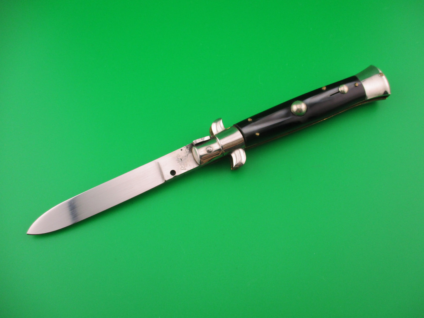 Rostfrei 20cm Italian Transitional Swivel Bolster Imitation horn Vintage automatic knife
