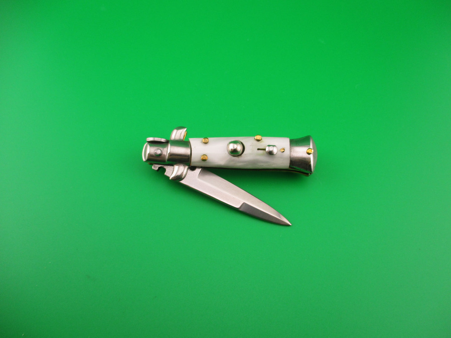 MANIAGO ITALY 12cm Italian Swivel bolster Bayonet Pearlex automatic knife