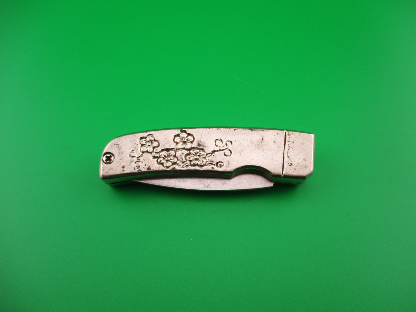 Mini RPK 12cm Russian Prison Knife Aluminum w flowers vintage automatic knife