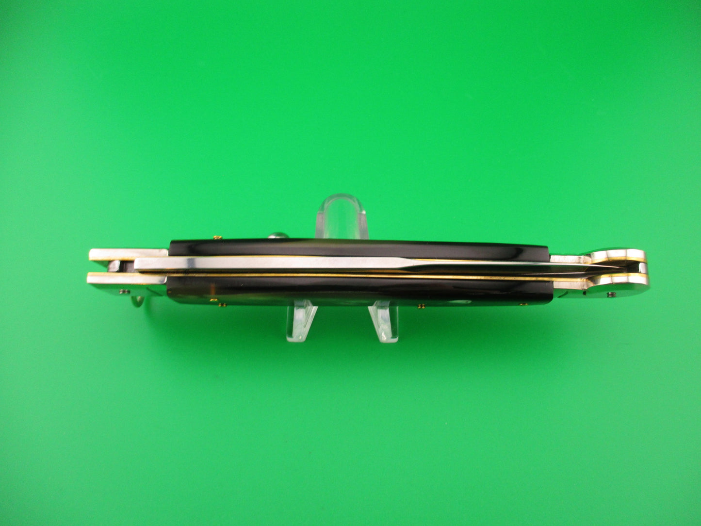 AGA CAMPOLIN 30cm Sicilian Ring Pull Italian Green & black horn automatic knife