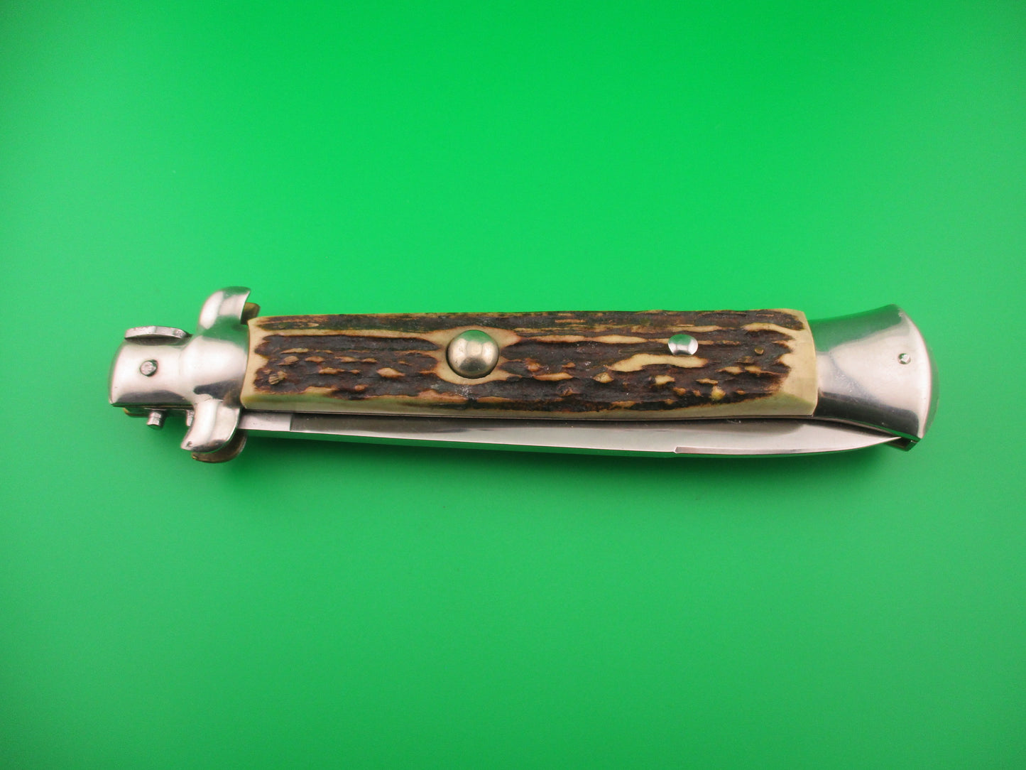ROSTFREI ITALY 38cm Italian Transitional Stag swivel bolster vintage automatic knife