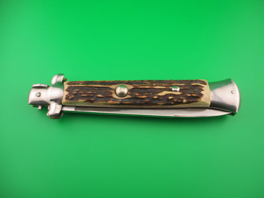ROSTFREI ITALY 38cm Italian Transitional Stag swivel bolster vintage automatic knife