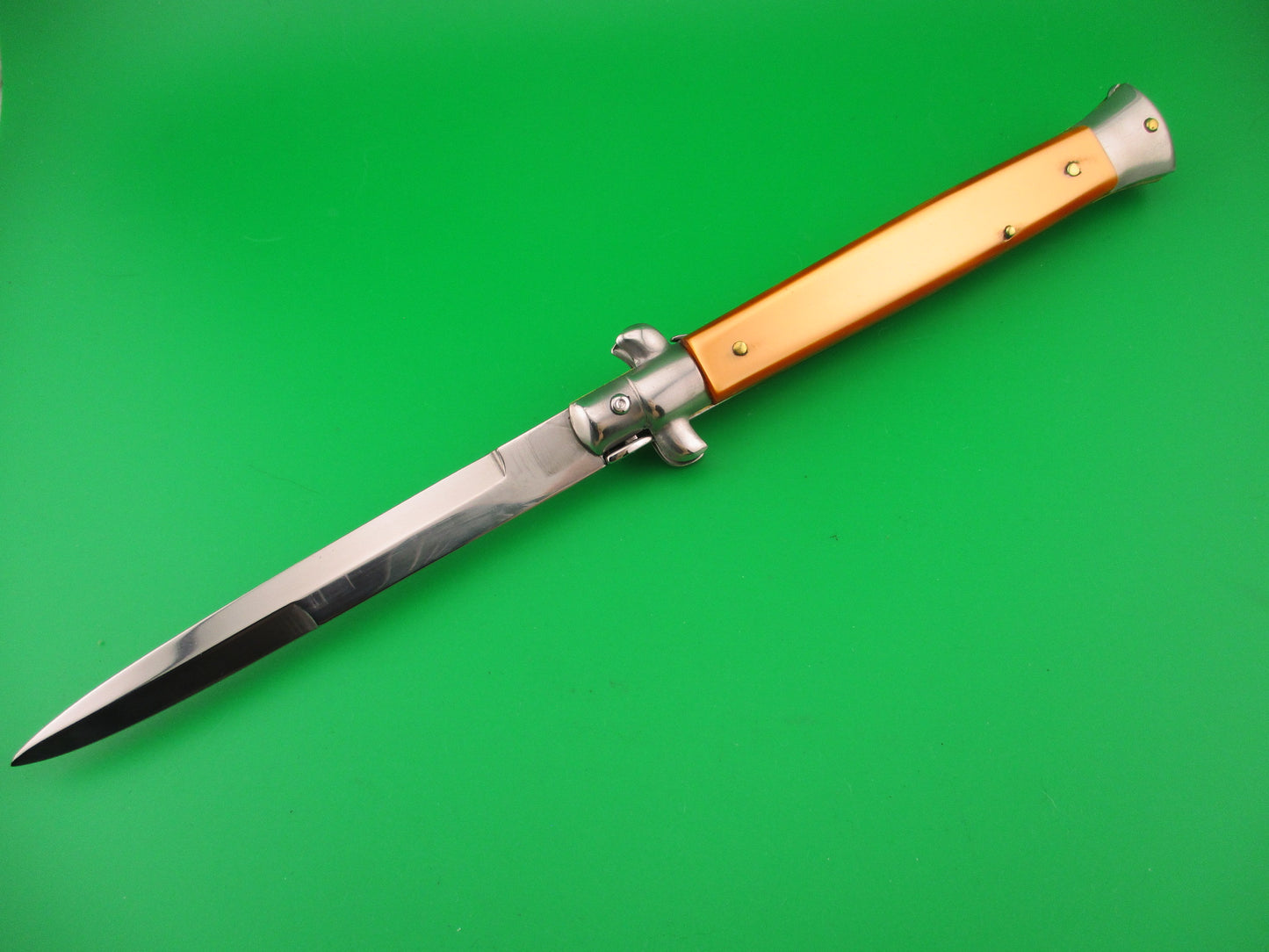 STILETTO ITALY 28cm Italian Swivel bolster Orange Pearlex automatic knife