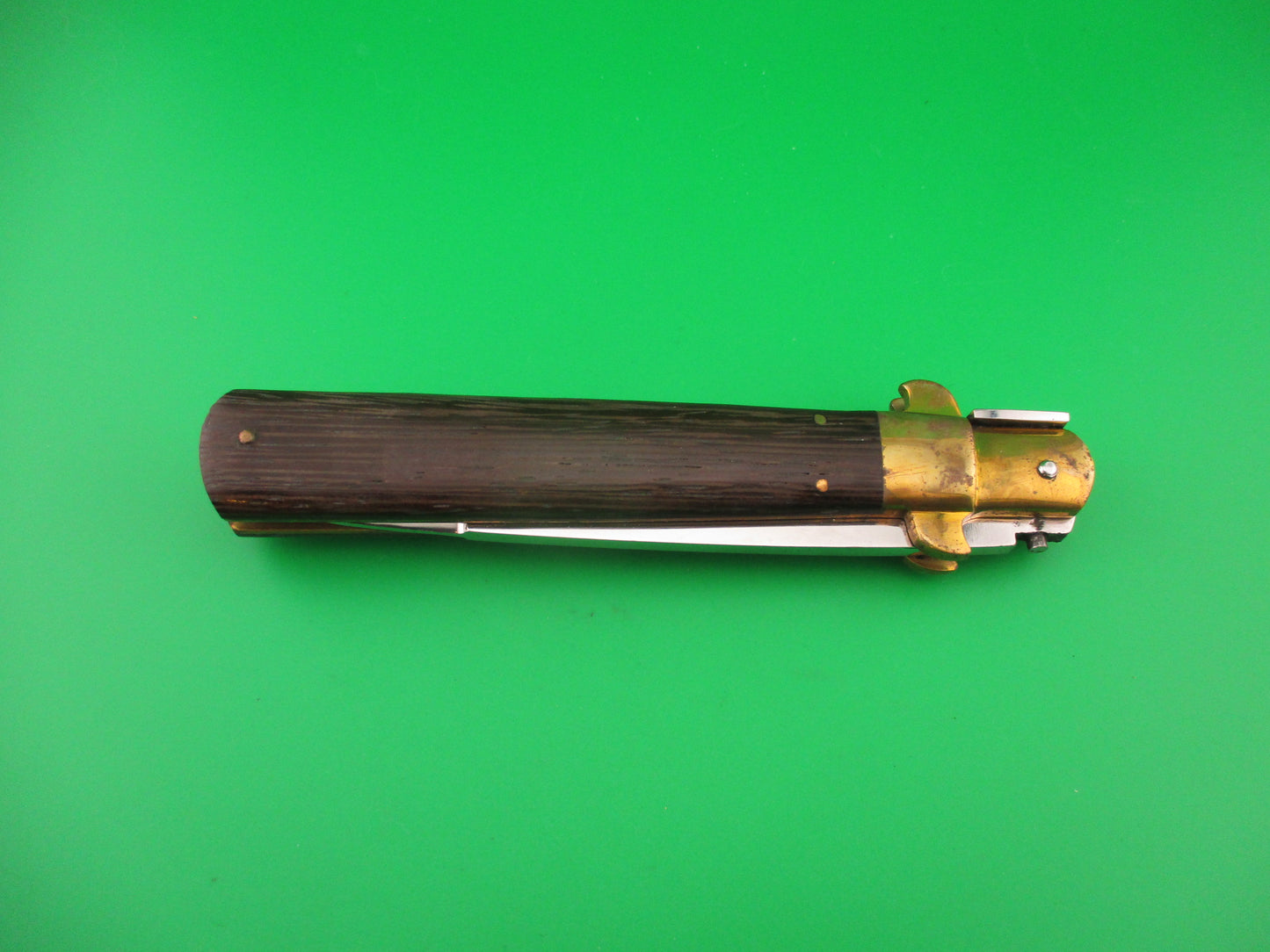 Frosolone Style Custom 11 inch Hand Made automatic knife with leather sheath