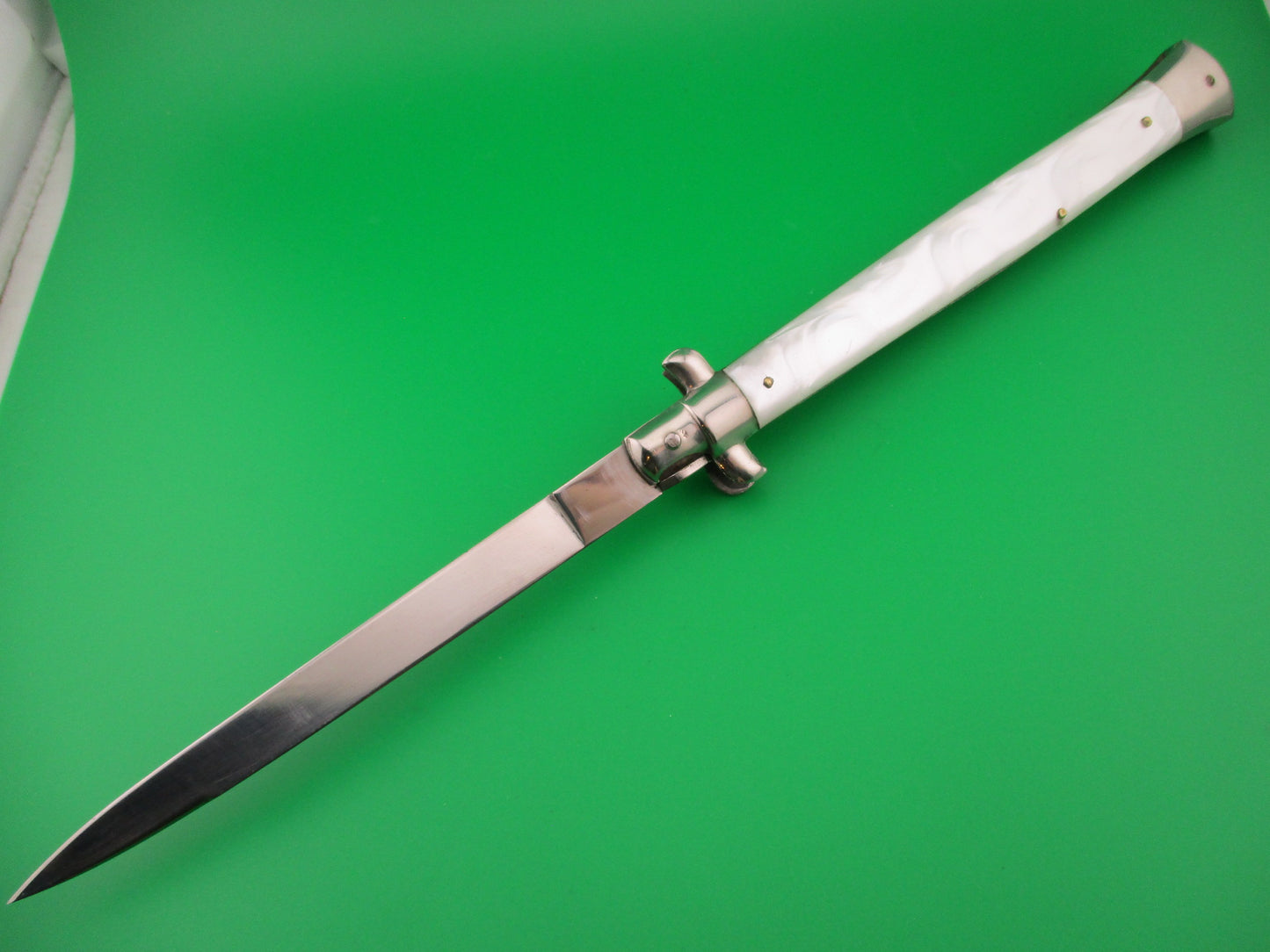 INOX 33cm Italian Transitional Stiletto Pearlex vintage automatic knife 5mm