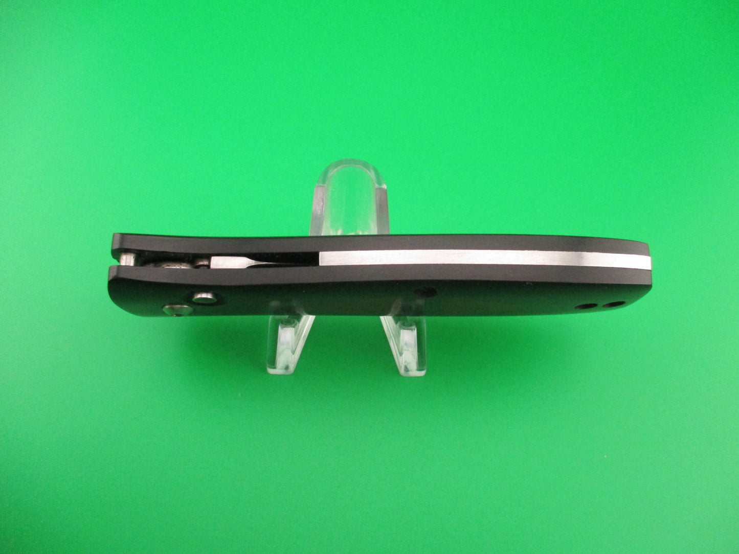 MEL PARDUE 7.25" Black Micarta red triangles Coil Spring automatic knife