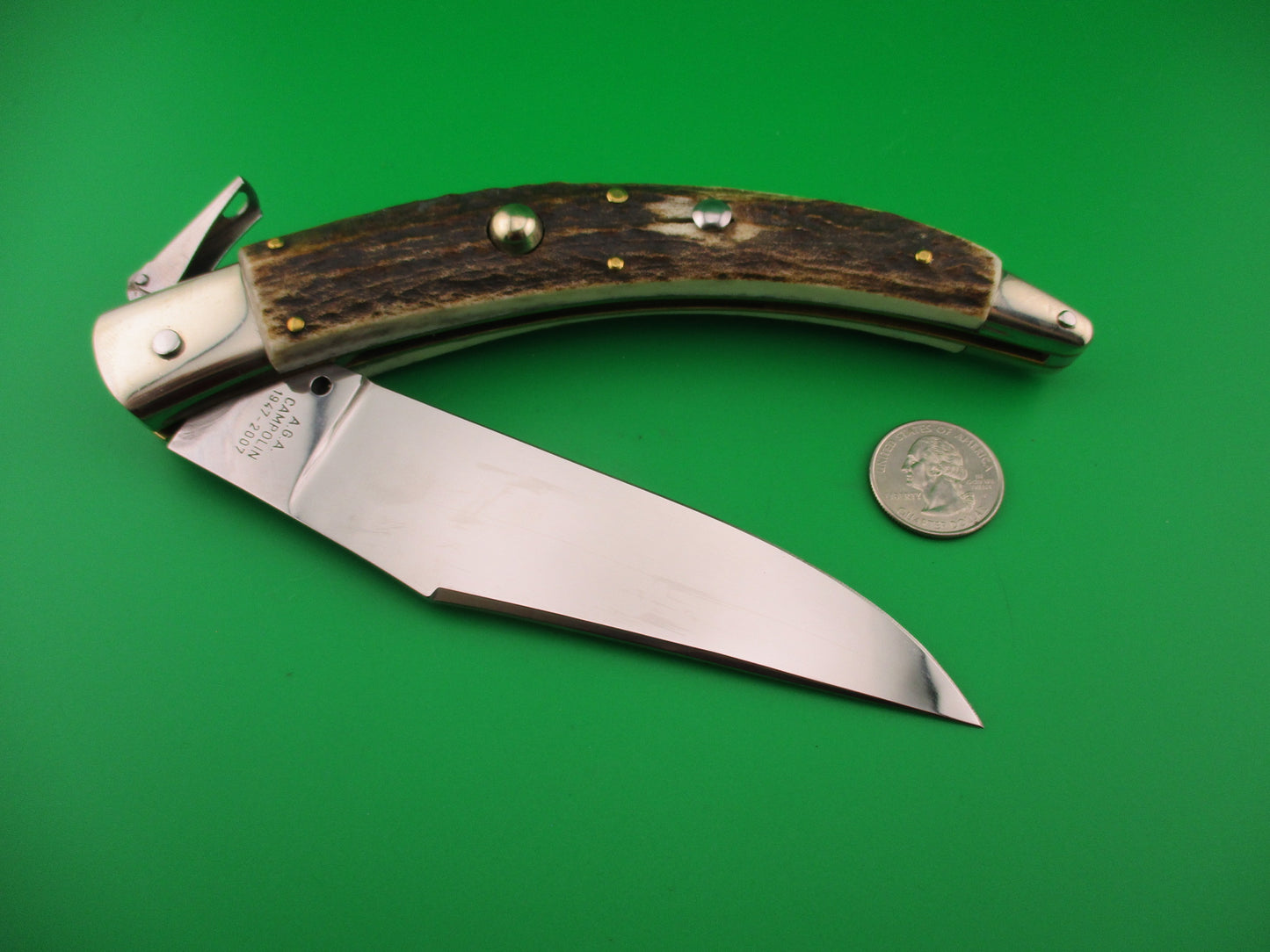 AGA CAMPOLIN ITALY 30cm Italian Stag Catalana Fulcrum automatic knife