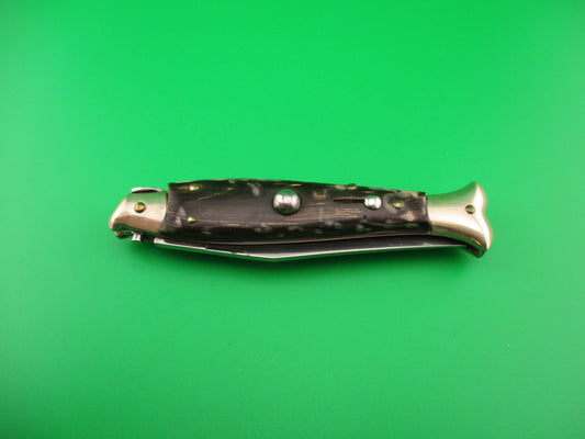 AKC 20cm Italian Picklock Fishtail Dark horn automatic knife
