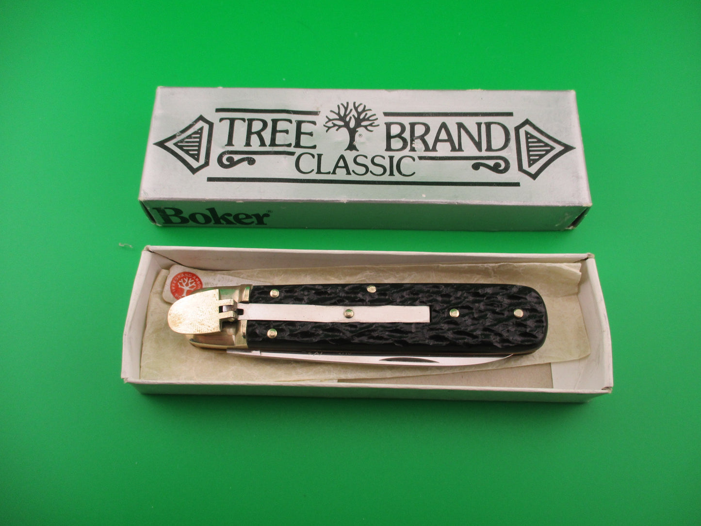 BOKER TREE BRAND CLASSIC 712R 11cm German Lever automatic knife Black stag NIB