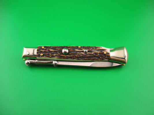 AGA CAMPOLIN 23cm Italian Swing Guard Stag Bayonet blade automatic knife