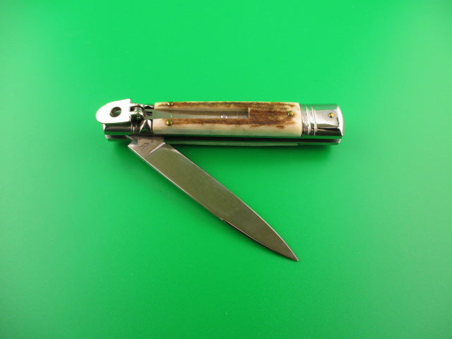 AKC ITALY 20cm Italian Slimline Lever Stag automatic knife