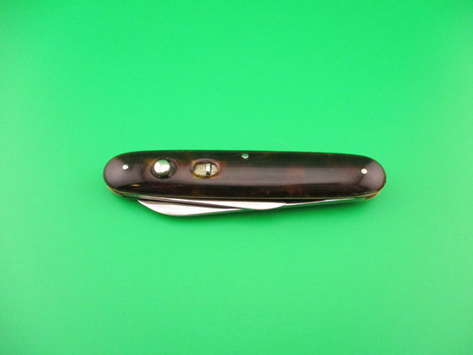 Early SCHRADE CUT CO Large Double Tortoise Spear blade vintage automatic knife