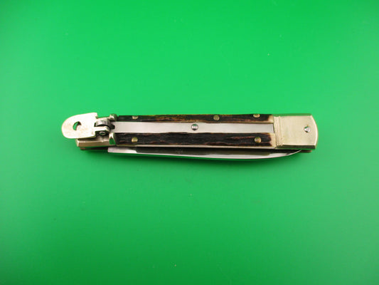 HUBERTUS SOLINGEN ROSTFREI 11cm German Slimline Lever Stag automatic knife