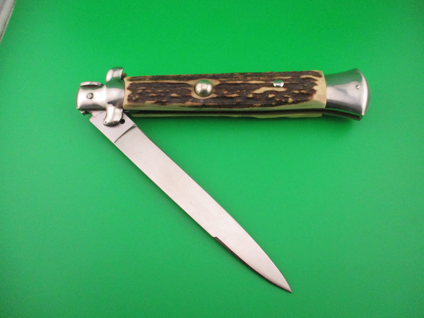 ROSTFREI ITALY 38cm Italian Transitional Stag swivel bolster vintage automatic knife