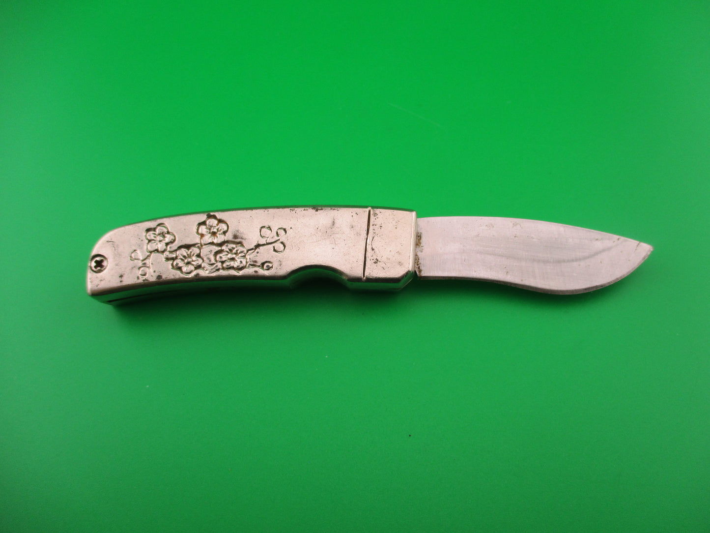 Mini RPK 12cm Russian Prison Knife Aluminum w flowers vintage automatic knife