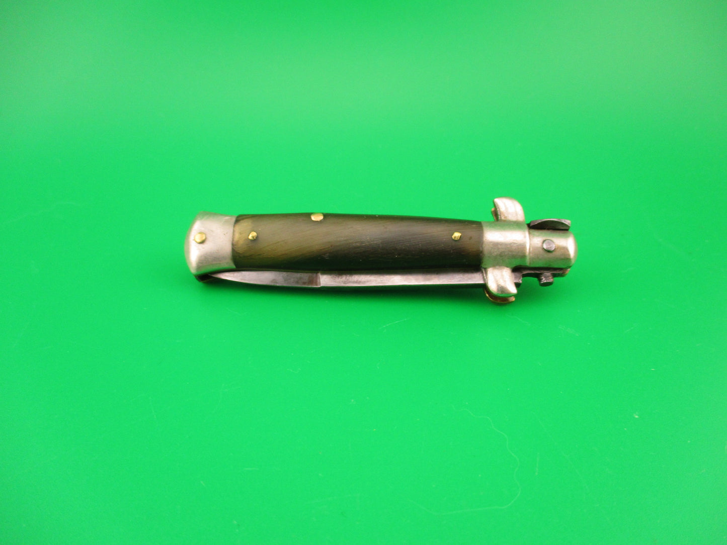 Sterile 14cm Italian picklock 1950s vintage bayonet horn automatic knife