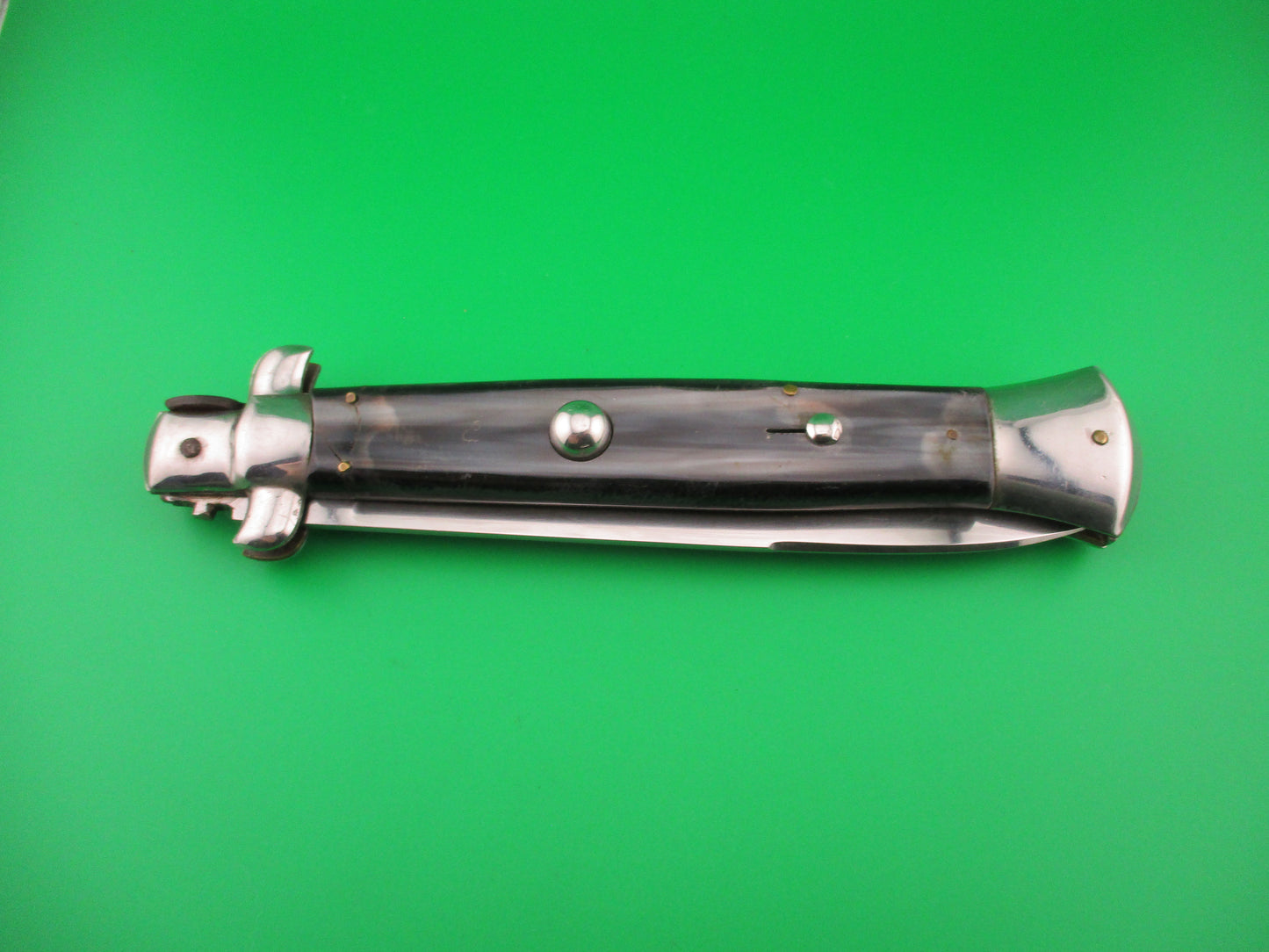 ROSTFREI 38cm Italian Stiletto Black Cream & Brown vintage 1980s automatic knife