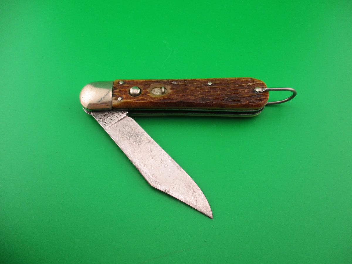PRESTO M2 Bone WWII vintage Paratrooper jigged bone automatic knife