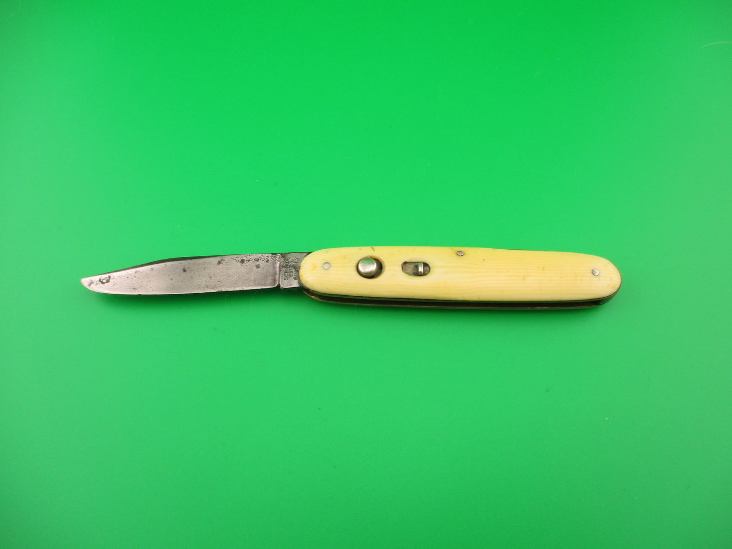 SCHRADE CUT CO Large 3 3/4" Single Ivory celluloid automatic knife