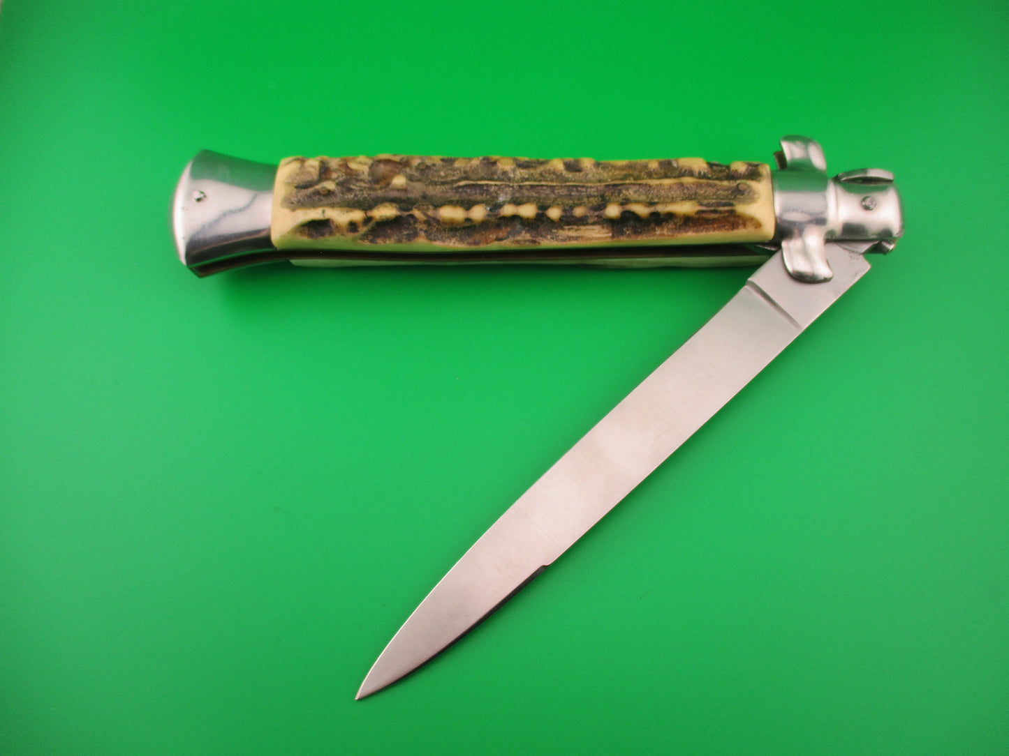 ROSTFREI ITALY 38cm Italian Transitional Stag swivel bolster vintage automatic knife