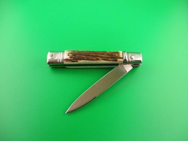 AKC ITALY 20cm Italian Slimline Lever Stag automatic knife