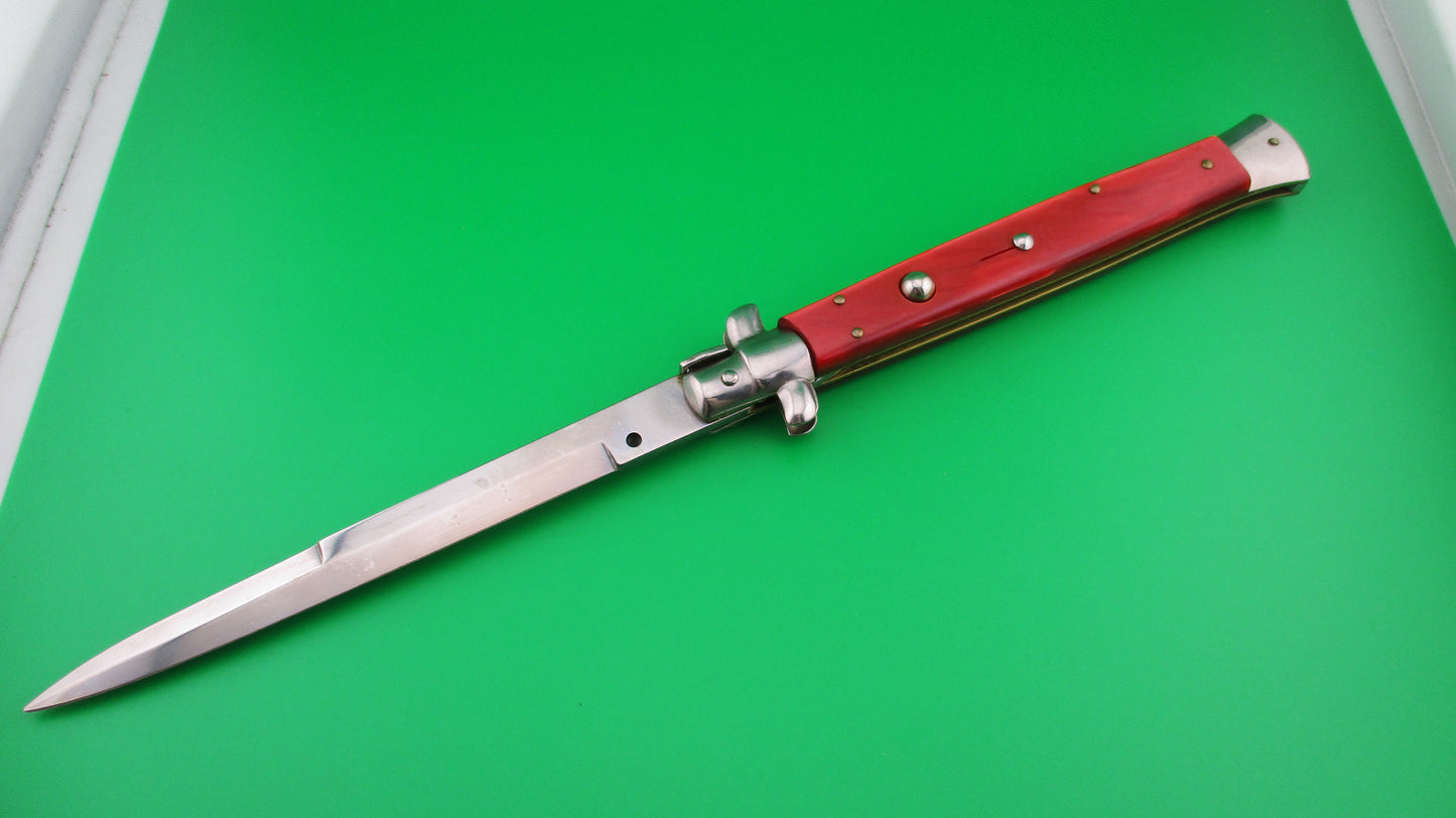 STILETTO ITALY 33cm Italian Swivel bolster Red Pearl automatic knife