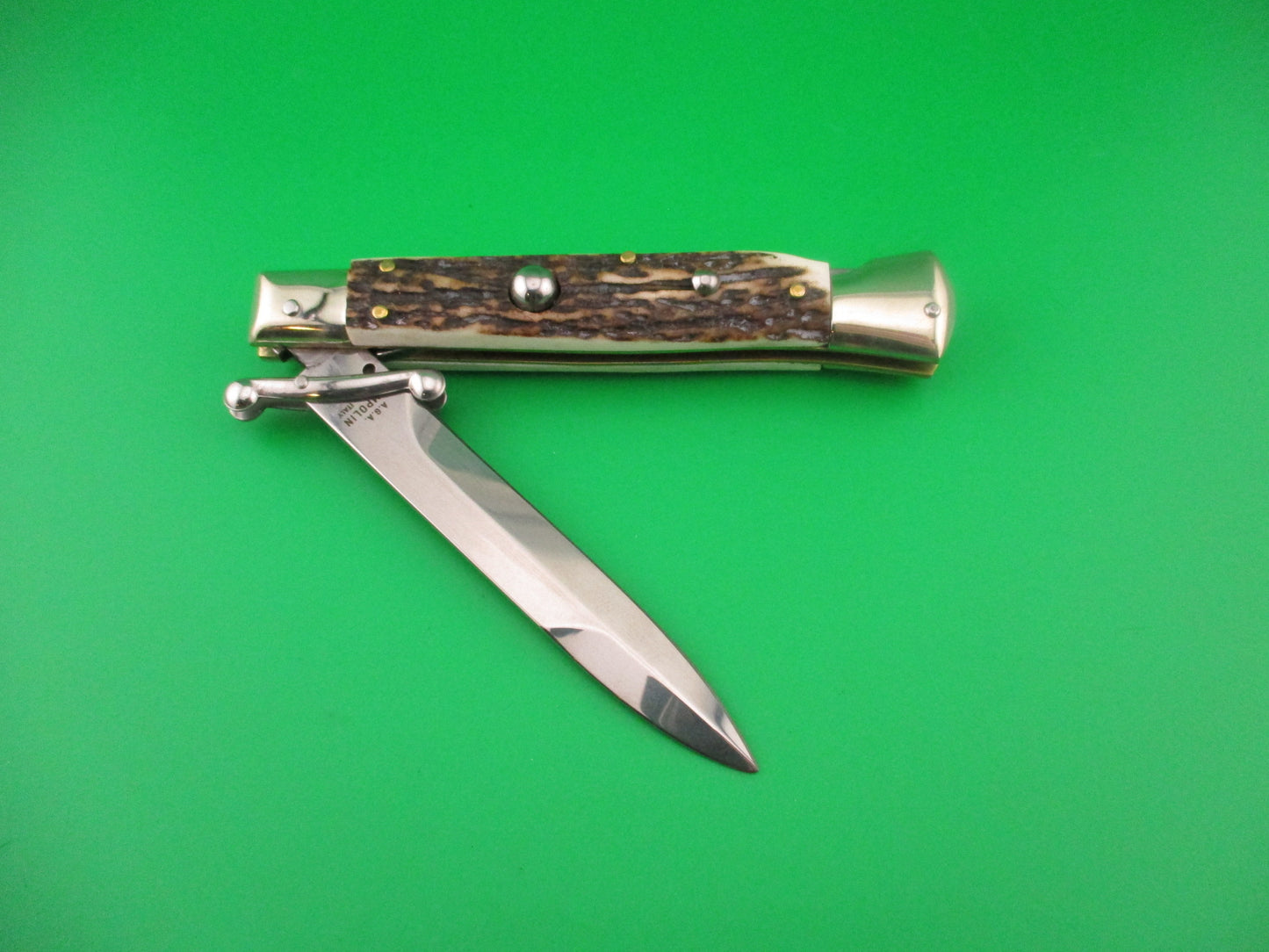 AGA CAMPOLIN 23cm Italian Swing Guard Stag Bayonet blade automatic knife