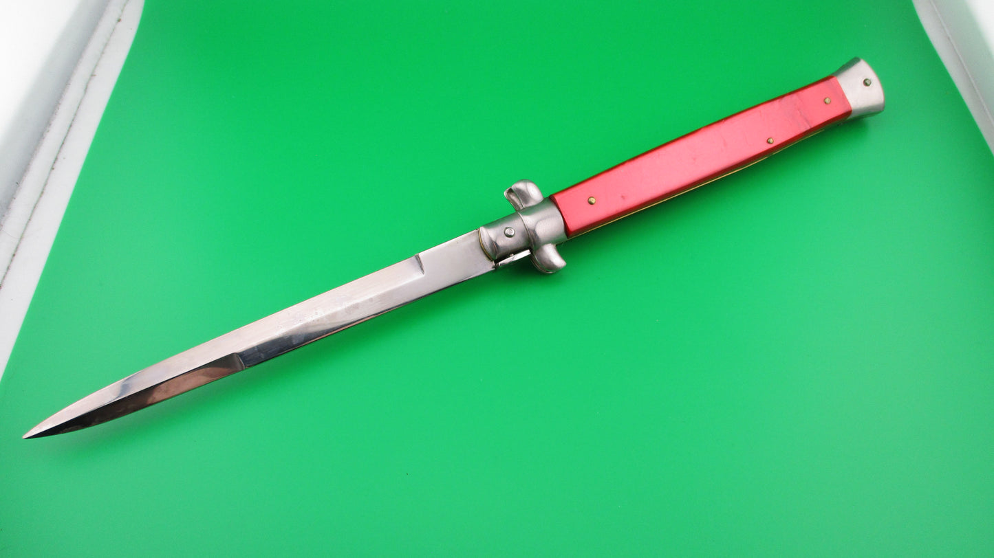 STILETTO ITALY 33cm Italian Swivel bolster Red Pearl automatic knife