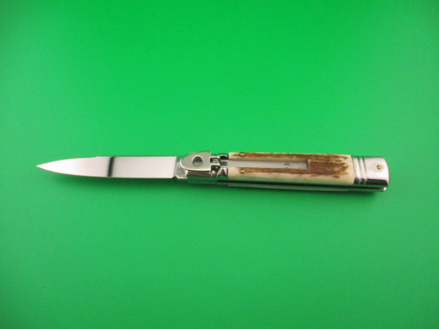 AKC ITALY 20cm Italian Slimline Lever Stag automatic knife