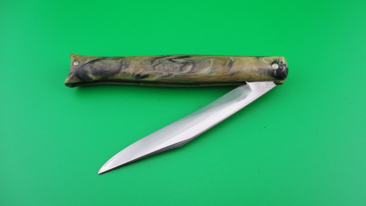 COLONIAL SHUR-SNAP Fishtail 1st Gen Coffee & Cream swirl switchblade knife