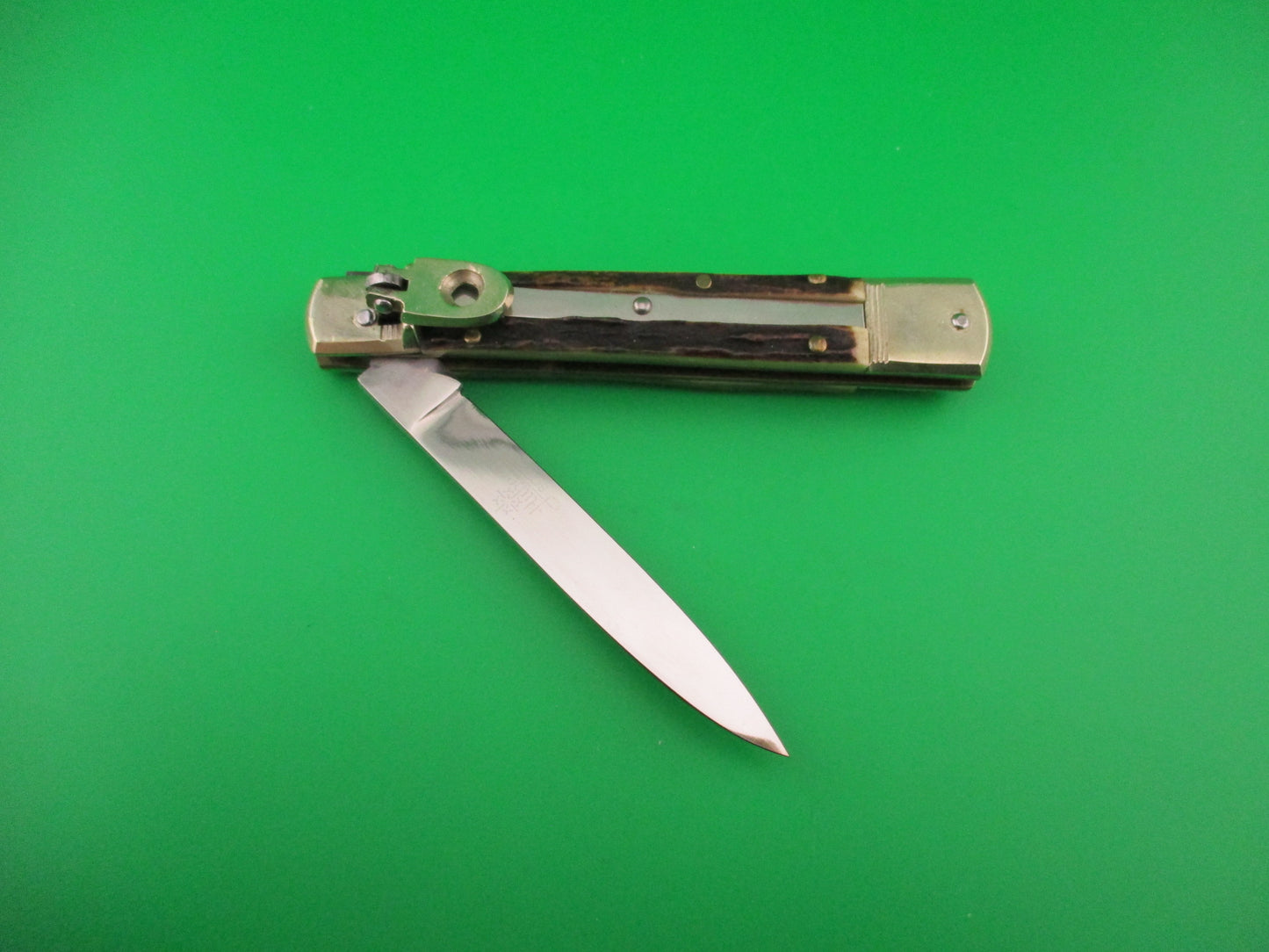 HUBERTUS SOLINGEN ROSTFREI 11cm German Slimline Lever Stag automatic knife