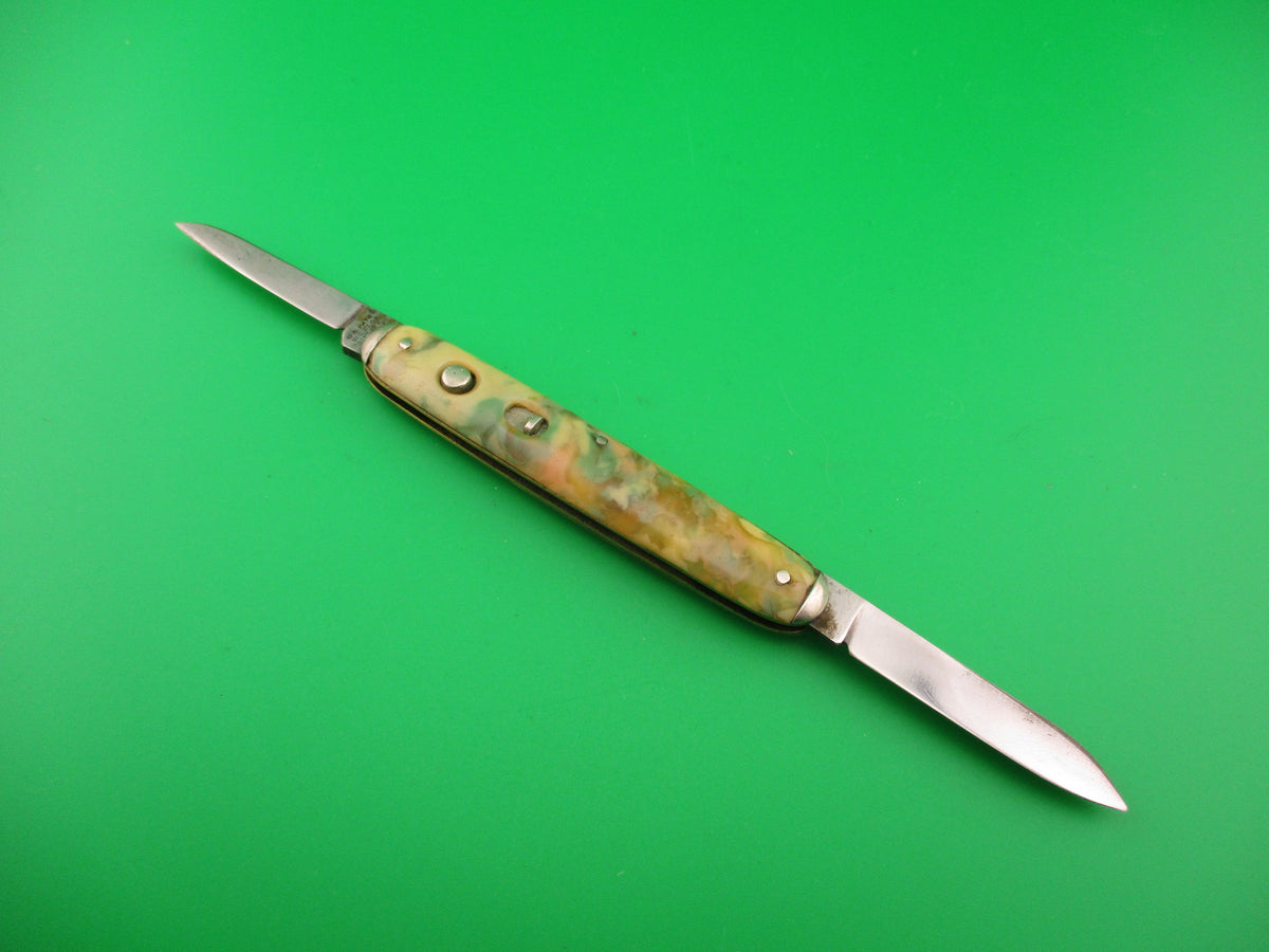 E WECK & SON NEW YORK double Cotton Candy celluloid switchblade knife
