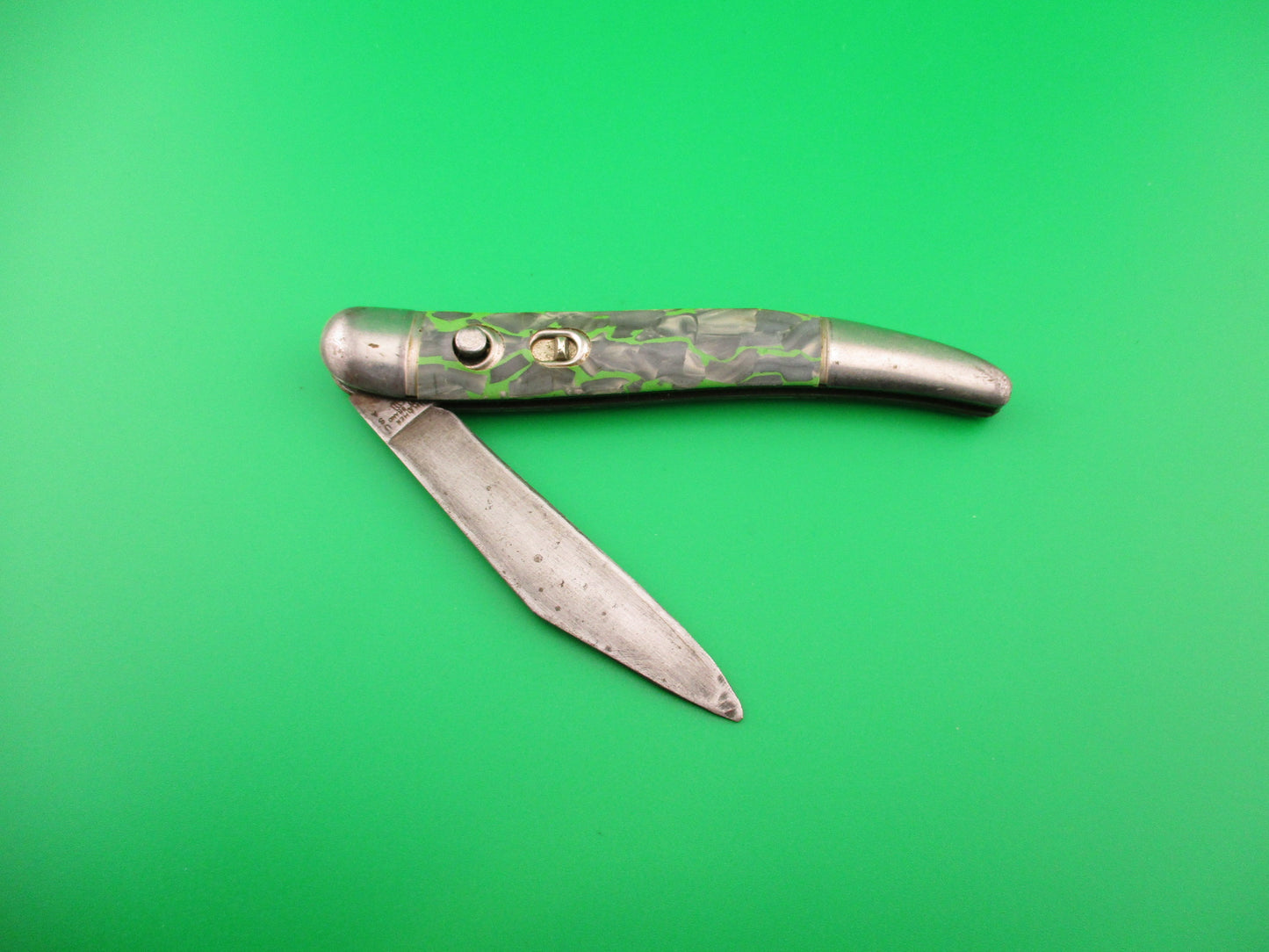 Hammer Brand Imperial Toothpick Gray Pearl & Green 1950s switchblade Book knife
