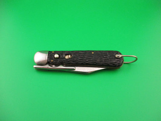 RARE Schrade Walden Folding Guard Scout w Lanyard ring Vintage automatic knife