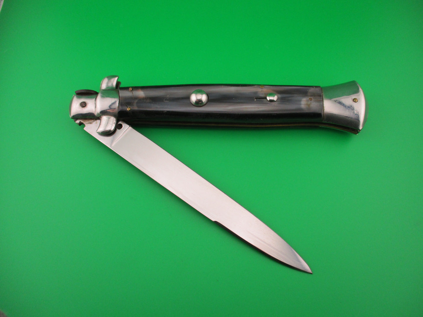 ROSTFREI 38cm Italian Stiletto Black Cream & Brown vintage 1980s automatic knife