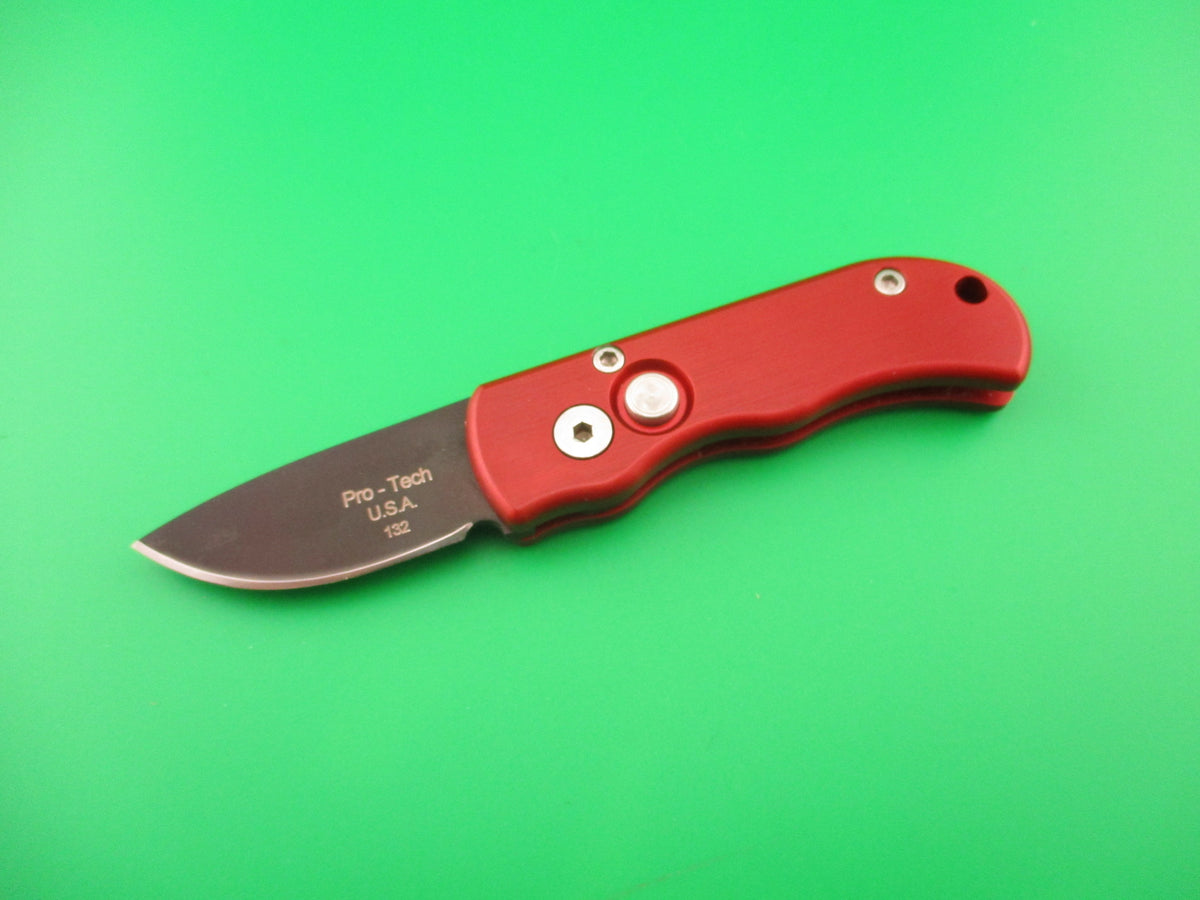 Pro-tech USA 132 5 inch Red/Black Aluminum handled automatic knife