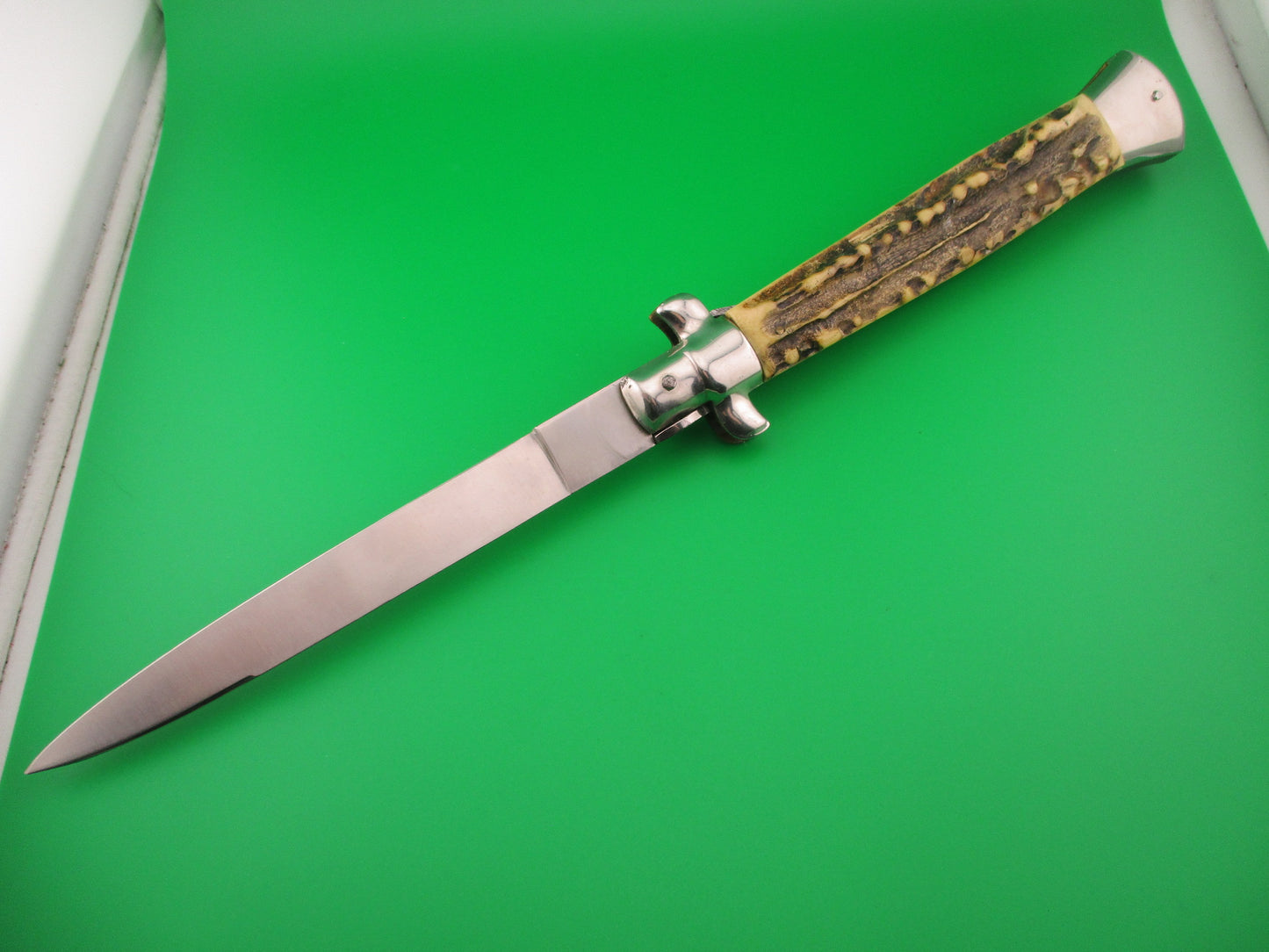 ROSTFREI ITALY 38cm Italian Transitional Stag swivel bolster vintage automatic knife