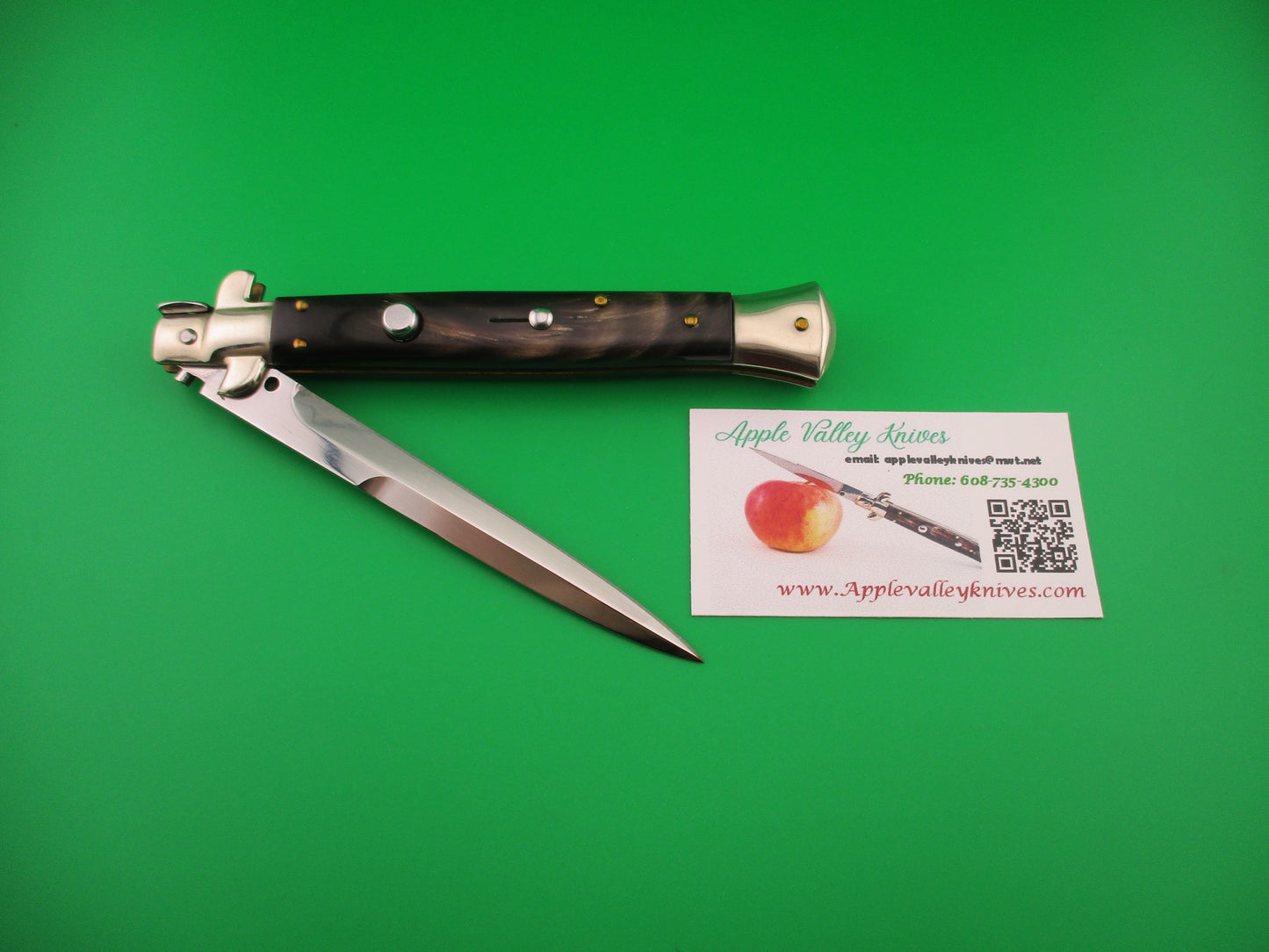 Walt's Flat Guard 28cm Italian Picklock Bayonet blade Black & brown horn automatic knife