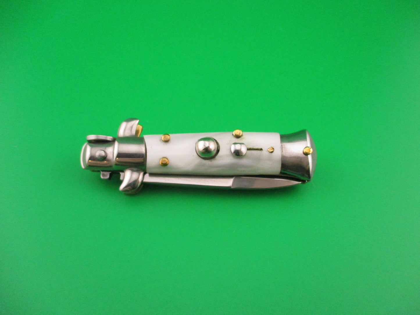 MANIAGO ITALY 12cm Italian Swivel bolster Bayonet Pearlex automatic knife