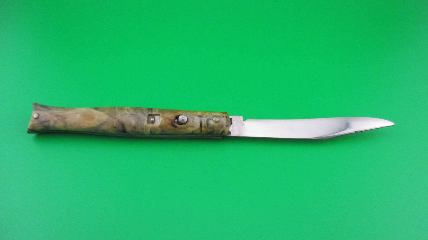 COLONIAL SHUR-SNAP Fishtail 1st Gen Coffee & Cream swirl switchblade knife