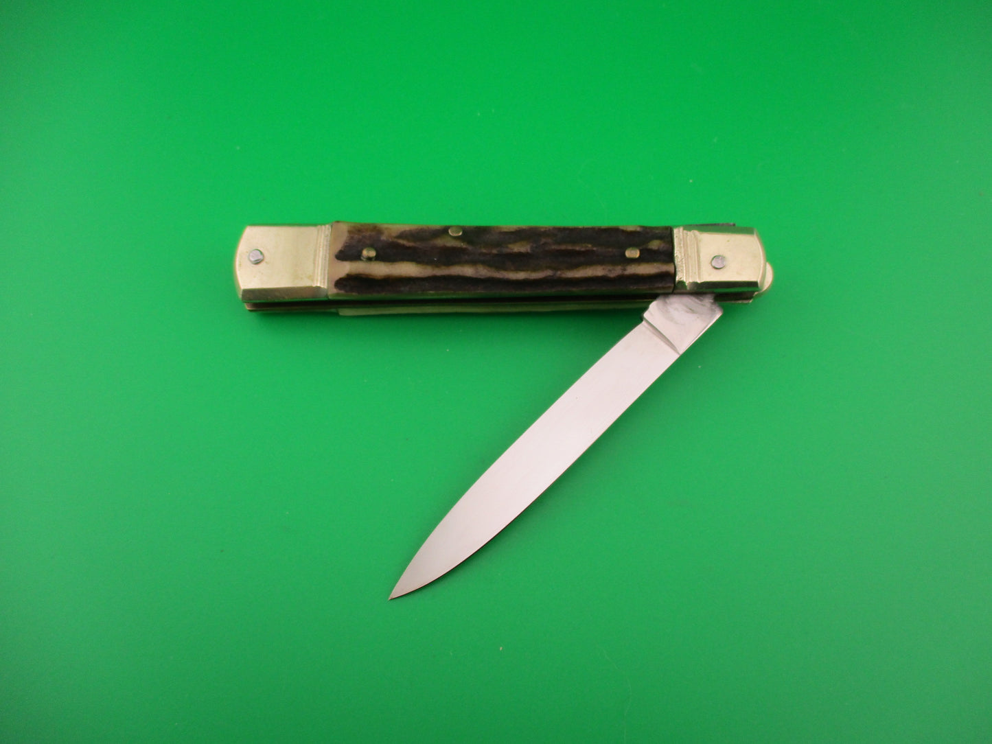 HUBERTUS SOLINGEN ROSTFREI 11cm German Slimline Lever Stag automatic knife